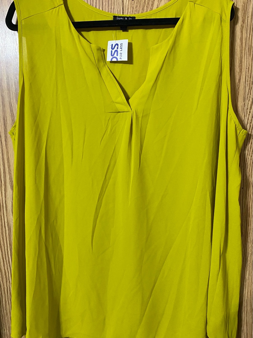 Sami & Jo Sleeveless V-Neck Blouse in Yellow  Chartreuse Sheer